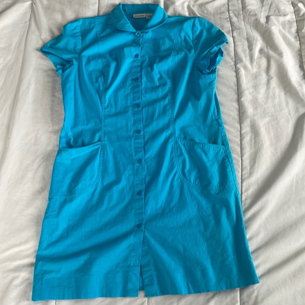 St Johns Bay Shirt Dress, light blue with cute pockets, size 12